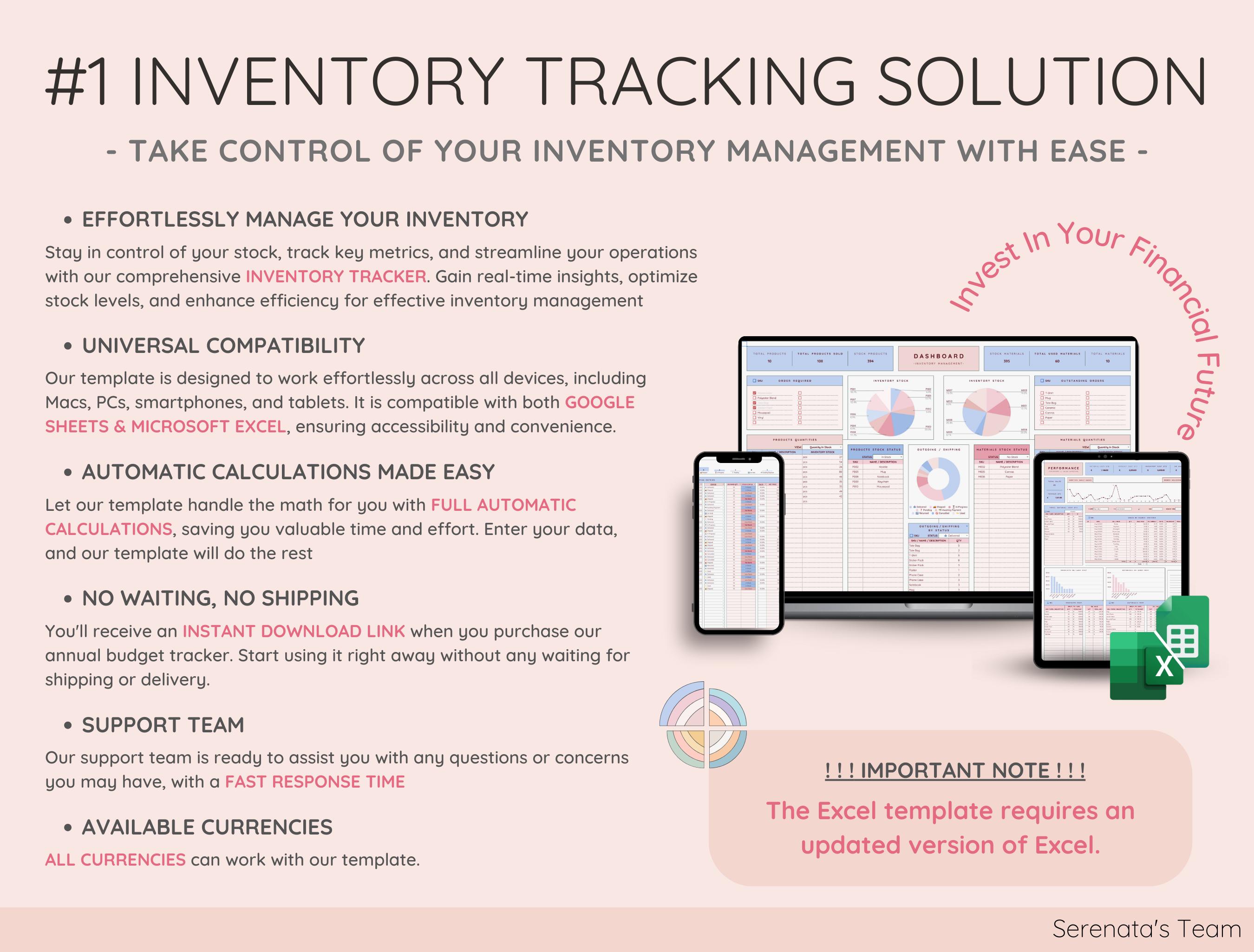 Product & Materials Inventory Template for Tracking and Management ...