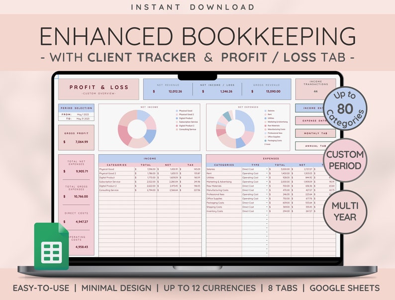 Bookkeeping &amp; Accounting Template for Small Businesses With - Etsy