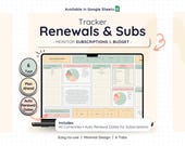 Subscription Tracker Spreadsheet Google Sheets Monthly Bill Manager Renewal Calendar Expense Budget Digital Planner Financial Organizer
