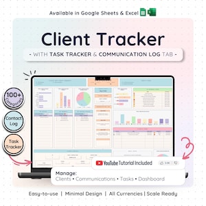 Client Tracker & Management for Small Businesses | CRM Tracker w/ Task Tracker and Communication Log for Customer and Lead Management