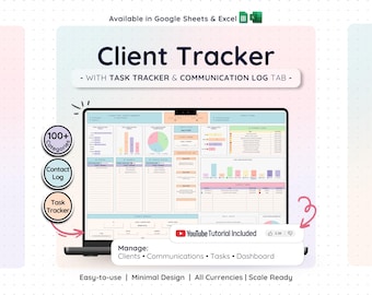 Client Tracker & Management for Small Businesses | CRM Tracker w/ Task Tracker and Communication Log for Customer and Lead Management