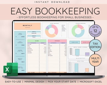 Easy Bookkeeping Template for Small business | Excel Bookkeeping | Accounting Template | Sales Tax | Profit Tracker