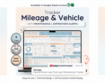 Car Mileage Log Google Sheets Excel Vehicle Fleet Tracker Fuel Cost Maintenance Schedule Business Trip Spreadsheet Expense Calculator