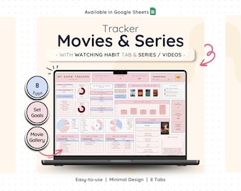 TV Show Tracker Google Sheets Movie Log Spreadsheet Series Watching Journal Film Planner Digital Watchlist Binge Entertainment