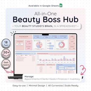 Beauty Planner Spreadsheet Google Sheet Template for Hair Salon Business Bookkeeping Inventory Order Invoice Client Profit Loss Appointments