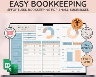Excel Bookkeeping Template for Small Businesses | Easy Bookkeeping | Daily sales log | Expenses & Income tracker