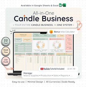 Handmade Candle Business Spreadsheet Google Sheets Excel Candle Maker Inventory Production Cost Calculator Bookkeeping Small Business