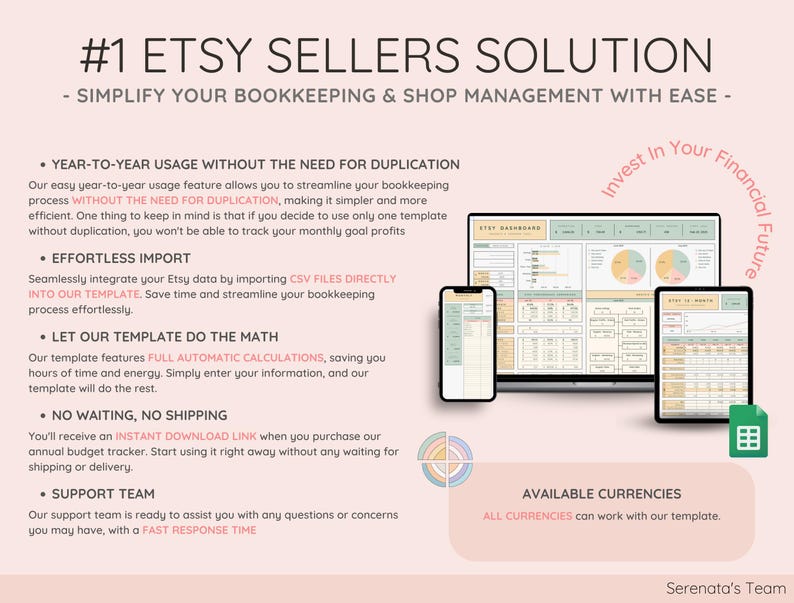 Why Choose Our Etsy Bookkeeping Template - Your Key to Financial Success. Simplify Your Etsy Shop Finances and Excel in Your Business.
