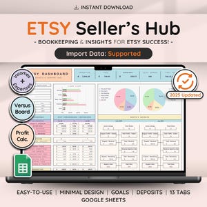 Etsy Bookkeeping Template for Etsy Sellers | Etsy Accounting Spreadsheet with Profit and Loss, Sales & Expenses Tracker