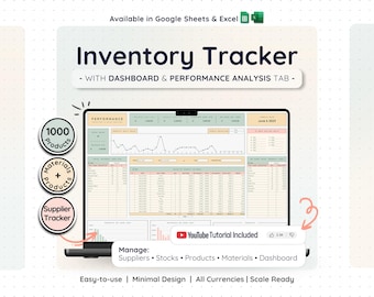Inventory Tracker & Management for Small Business | Product and Materials Inventory Template | Reseller Spreadsheet | Bookkeeping Template