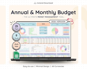 Annual Budget Spreadsheet Google Sheets | Monthly Budget Planner Tracker | Debt Snowball Bill Tracker Financial Template
