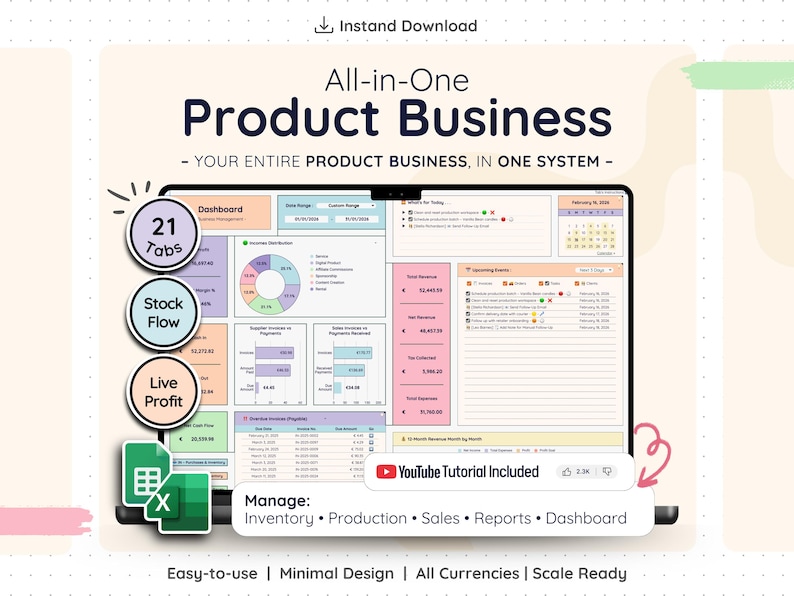 All-in-One Product Business Template Google Sheets & Excel – Complete ...