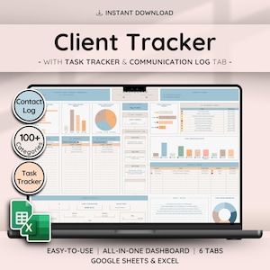 Client & Task Tracker Small Business Spreadsheet Template for Client Management w/ Task Tracker and Communication Log for Google Sheets