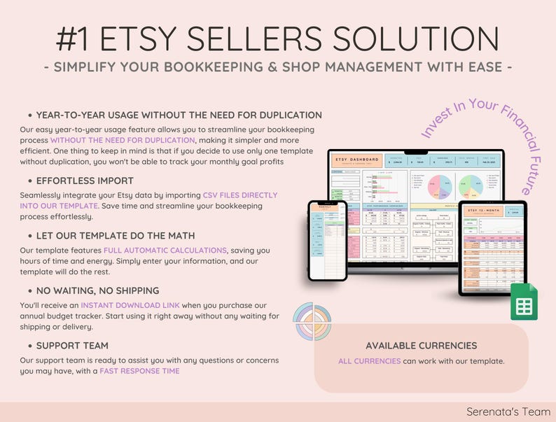 Why Choose Our Etsy Bookkeeping Template - Your Key to Financial Success. Simplify Your Etsy Shop Finances and Excel in Your Business