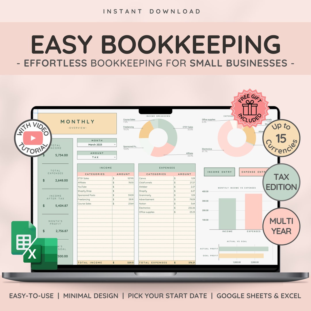 Small Business Bookkeeping Template: Easy Income and Expense Tracking ...