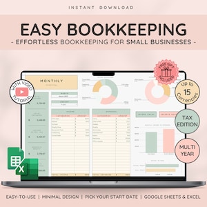 Small Business Bookkeeping Template: Easy Income and Expense Tracking | Tax Planning | Profit Calculation Spreadsheet