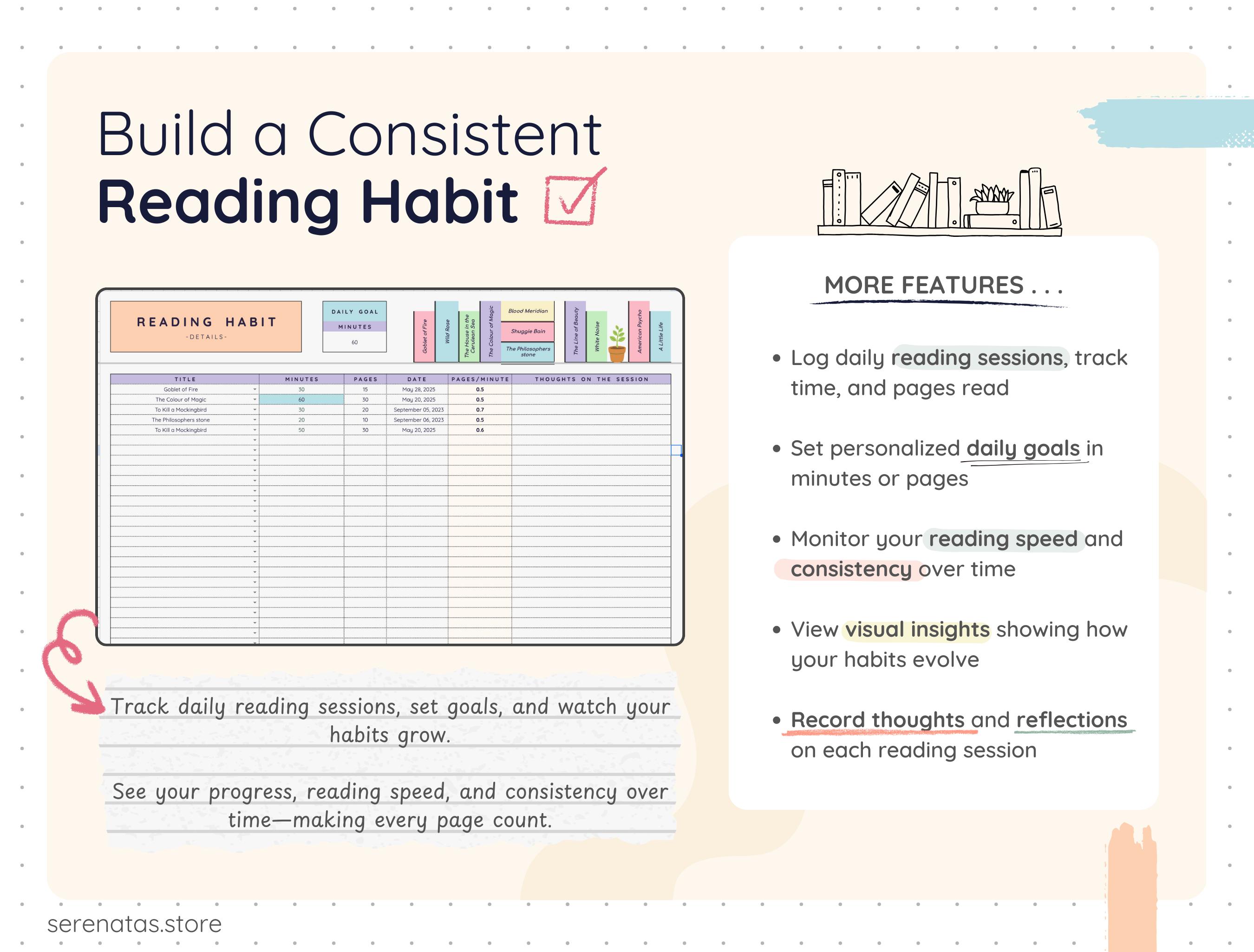 Reading Journal Spreadsheet Google Sheets Excel Book Tracker Template ...
