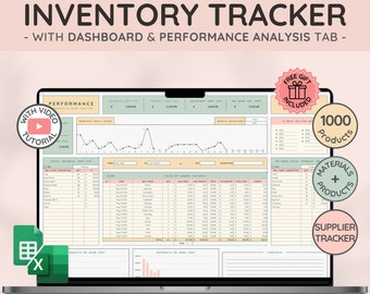 Inventory Tracker & Management for Small Business | Product and Materials Inventory Template | Reseller Spreadsheet | Bookkeeping Template