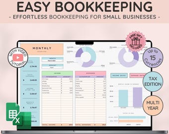 Easy Bookkeeping Template for Small business | Excel Bookkeeping | Accounting Template | Sales Tax | Profit Tracker