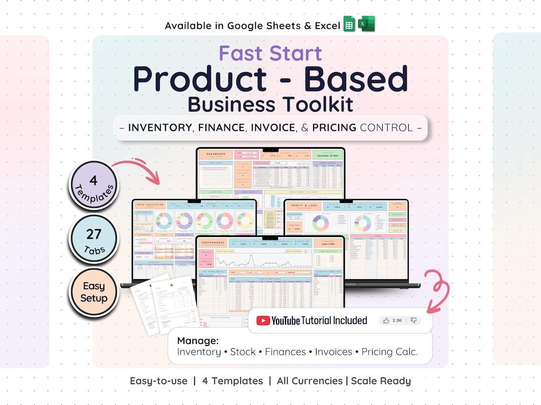 Small Business Bundle Google Sheets Excel Inventory Manager Bookkeeping ...