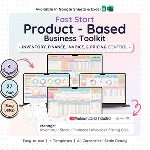 Small Business Bundle Google Sheets Excel Inventory Manager Bookkeeping Invoice Pricing Calculator Reseller Spreadsheet Order Tracker