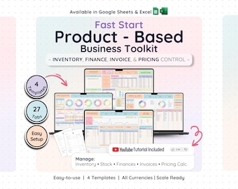 Small Business Bundle Google Sheets Excel Inventory Manager Bookkeeping Invoice Pricing Calculator Reseller Spreadsheet Order Tracker