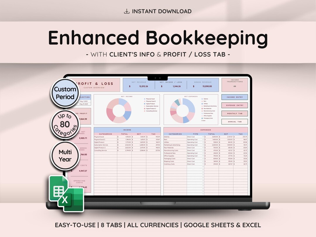 Small Business Accounting Spreadsheet Google Sheets Excel Bookkeeping ...