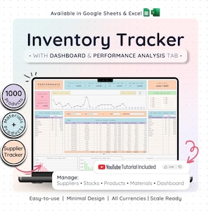 Inventory Management & Tracker for Materials and Products Inventory Template | Small Business Spreadsheet Template w/ Order Tracker