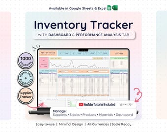 Inventory Management & Tracker for Materials and Products Inventory Template | Small Business Spreadsheet Template w/ Order Tracker
