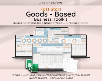 Fast Start Goods-Based Business Toolkit | Enhanced Bookkeeping, Inventory, Invoice & Pricing Control | Small Business Template Bundle