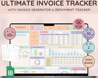 Invoice Tracker & Payment Manager with Invoice Generator | Invoice, Client Payments and Dashboard | Small Business Spreadsheet Template