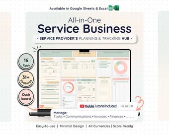 Project Management CRM Spreadsheet Google Sheets Excel Small Business Task Tracker Invoice Bookkeeping Dashboard Financial Budget Plan