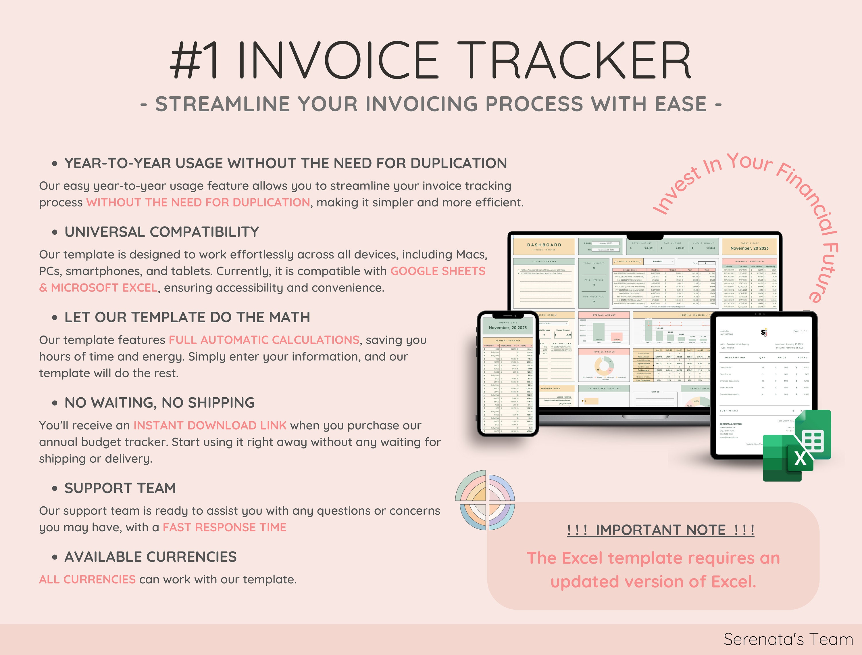 Invoice Generator Tracker Google Sheets Excel Payment Manager Client ...