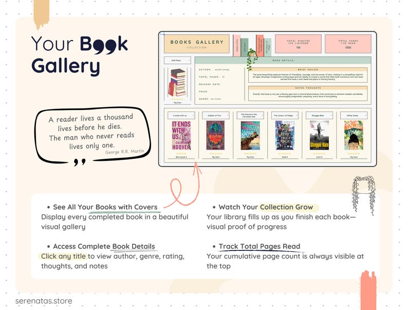 Book Log Tracker Google Sheets Excel Reading Journal Spreadsheet ...