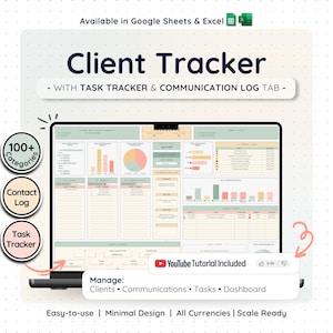 Foglio di calcolo per la gestione e il monitoraggio dei clienti, ideale per le piccole imprese, con tracker delle attività, registro delle comunicazioni e dashboard CRM, integrato in Fogli Google.