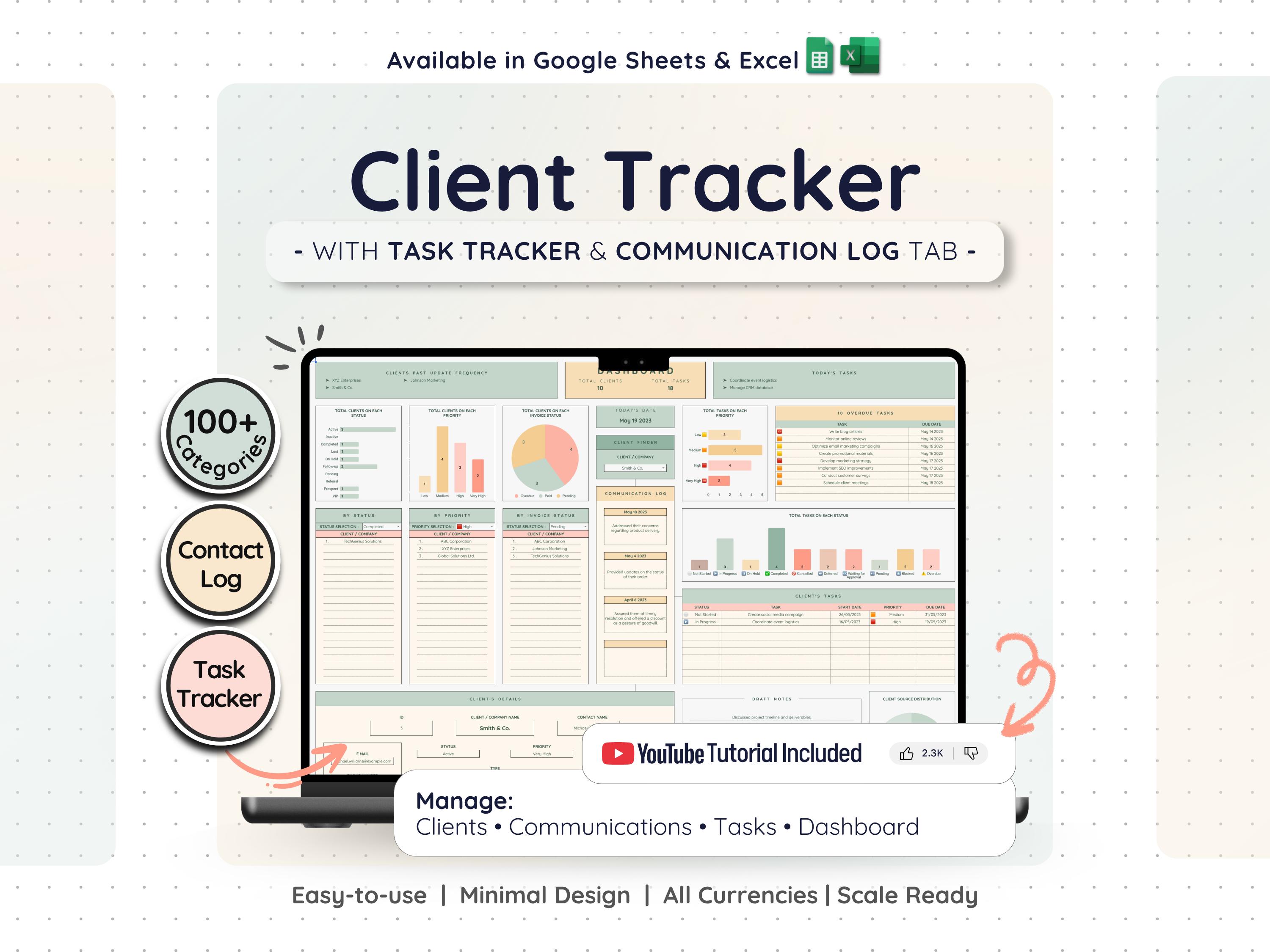 Client Tracker & Management Spreadsheet for Small Businesses W/ Task ...