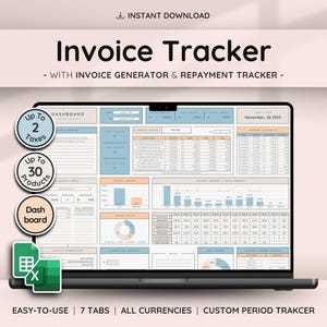 Invoice Tracker & Payment Manager with Invoice Generator | Invoice, Client Payments and Dashboard | Small Business Spreadsheet Template