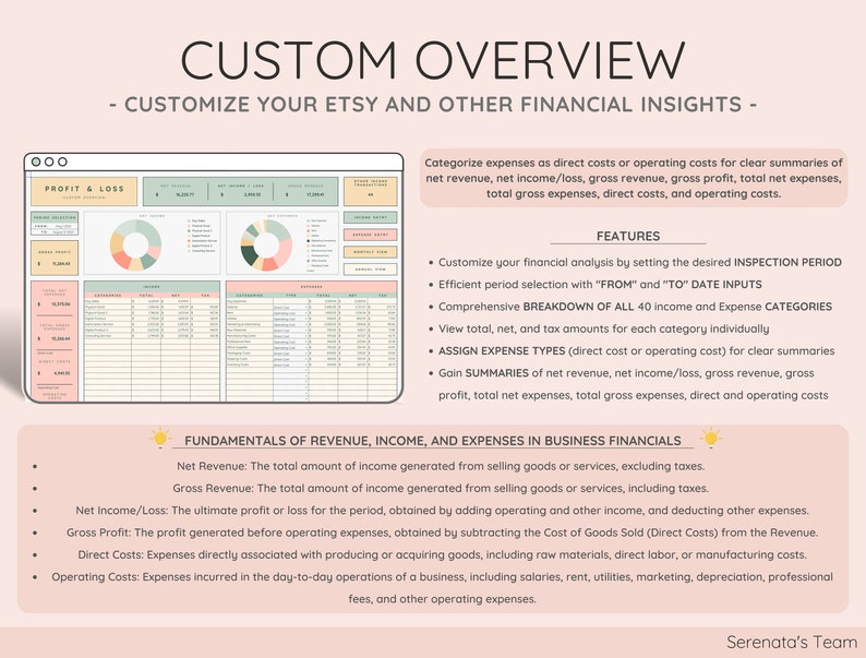 Custom Tab - Tailor Financial Analysis to Your Specific Needs and Goals. Personalize Your Financial Insights for Better Etsy Shop Management.
