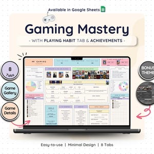 Video Game Tracker Google Sheets Game Library Spreadsheet Achievement Log Progress Planner Digital Collection Organizer Hobby Journal