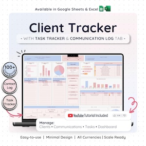 Client & Task Tracker Business Planner Spreadsheet | Communication Log and Lead Tracker for Client Management | Google Sheets