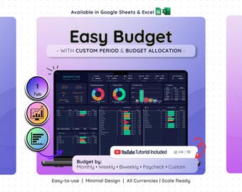 Easy Budget Tracker for Google Sheets — Weekly, Biweekly & Monthly (Excel Included)