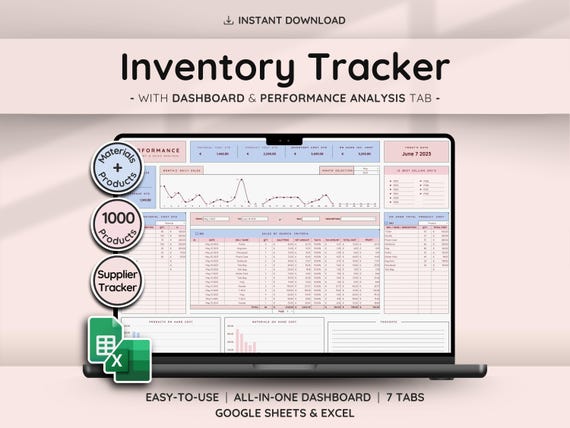 Product & Materials Inventory Template for Tracking and Management | Stock Tracker | Small Business and Reseller Spreadsheet