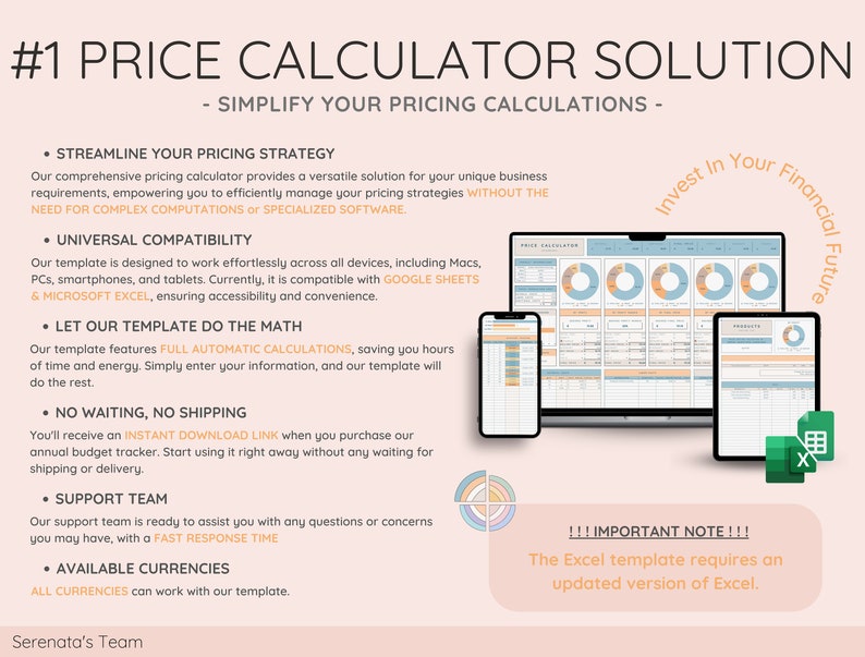 Streamlined pricing strategy for business success. Universal compatibility, instant calculations, and dedicated support make this the ultimate pricing calculator solution, designed to meet all your pricing management needs.