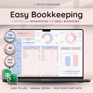 Easy Bookkeeping Spreadsheet for Small Business | Income and Expense Tracker | Accounting Template | Sales Tracker