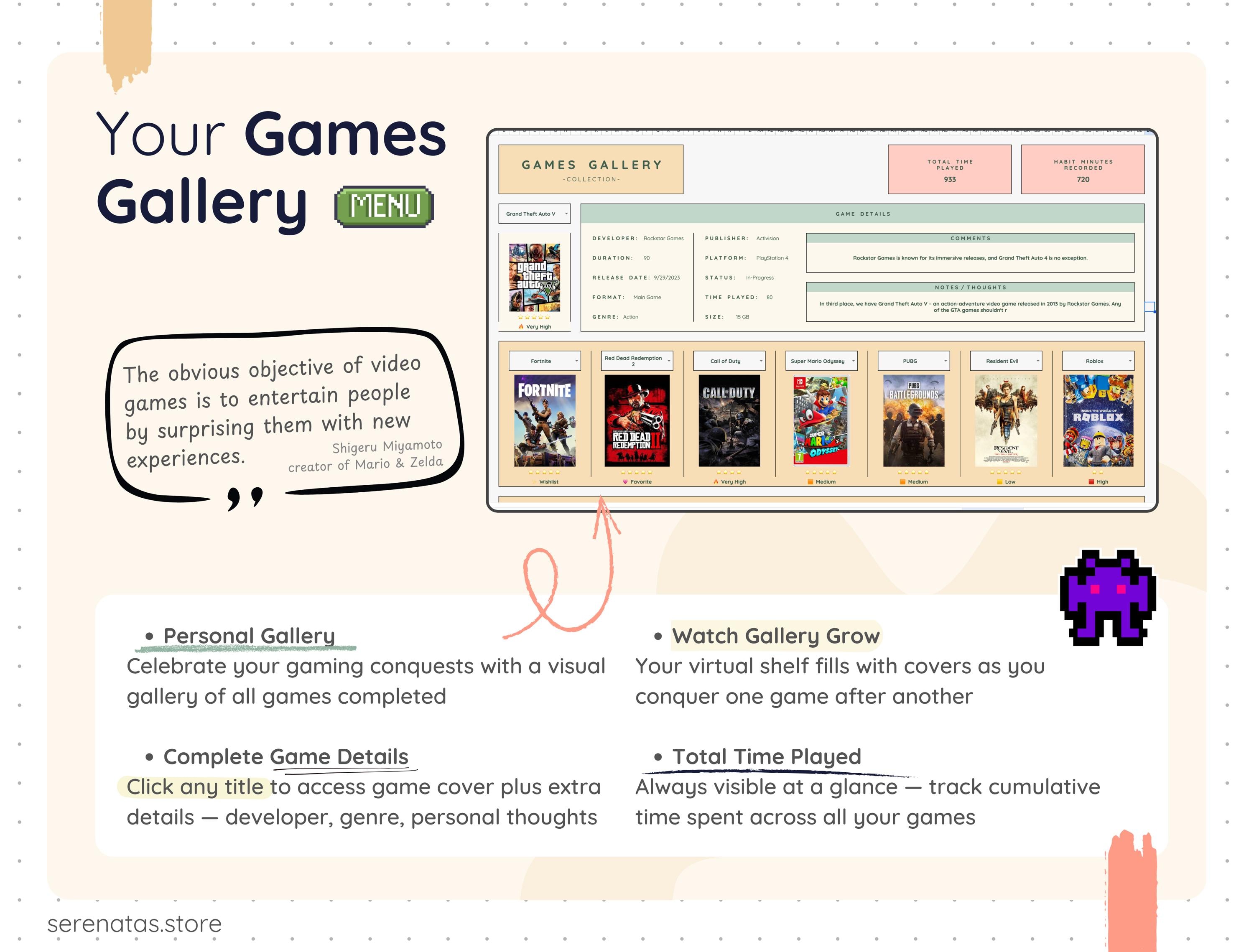Digital Game Log Tracker Google Sheets Gaming Progress Spreadsheet ...