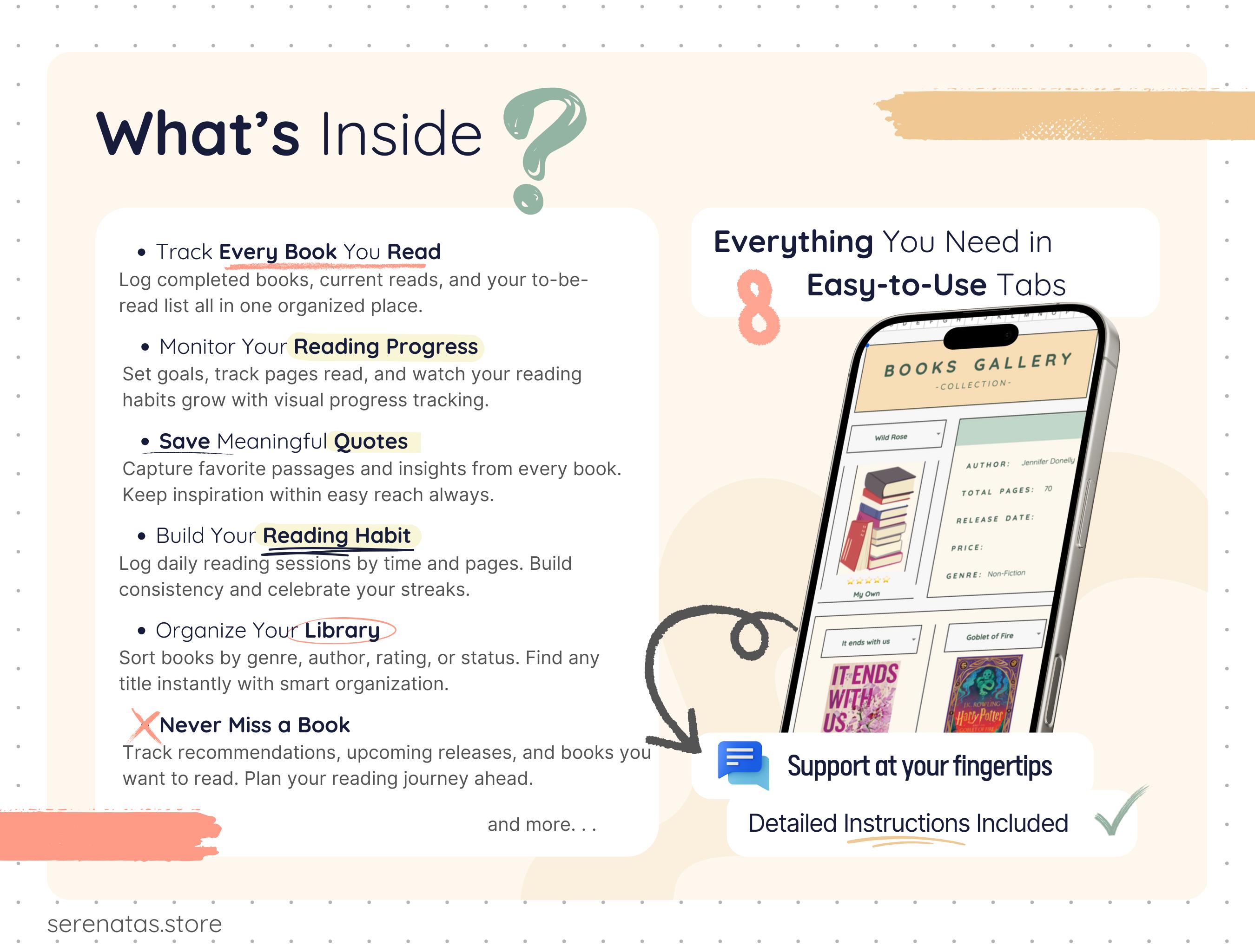 Book Log Tracker Google Sheets Excel Reading Journal Spreadsheet ...