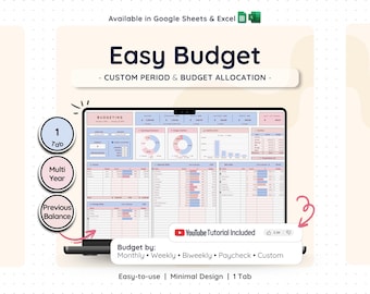 Simple Budget Planner Google Sheets Excel Personal Household Weekly Monthly Expense Tracker Family Finance Spreadsheet Template Home