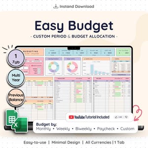 Plantilla de Google Sheets para planificar el presupuesto / Presupuesto semanal, quincenal, mensual y por nómina / Hoja de cálculo financiera para el seguimiento de gastos