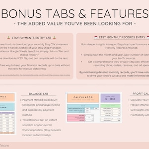Bonus Tabs - Discover Extra Features for Better Financial Management. Explore Bonus Tools to Maximize Your Etsy Shop's Success