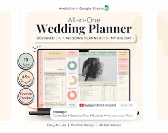 Digital Wedding Planning Template Google Sheets Guest List Tracker Budget Honeymoon Itinerary Seating Chart Checklist Spreadsheet